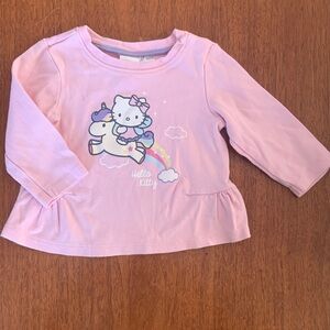 🍊5/$25 H&M Hello Kitty Unicorn Pink Long Sleeve Tee size 4-6m